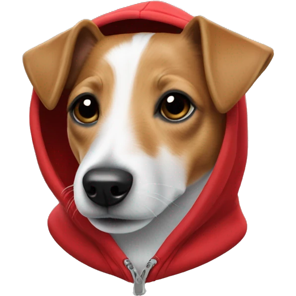 Jack Russell Terrier in a red hoodie emoji