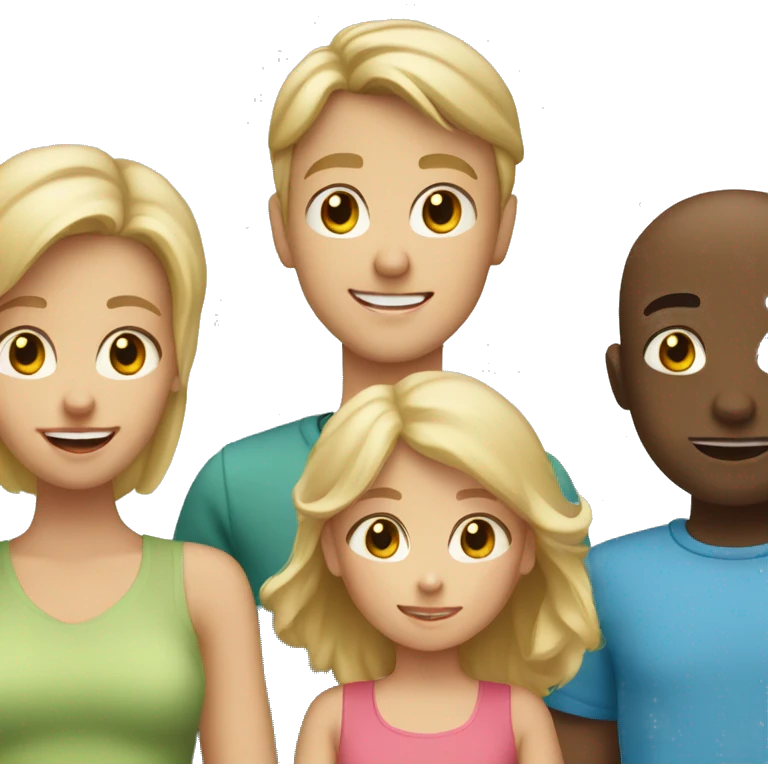blond family of 5 older boy middle child girl and baby boy emoji