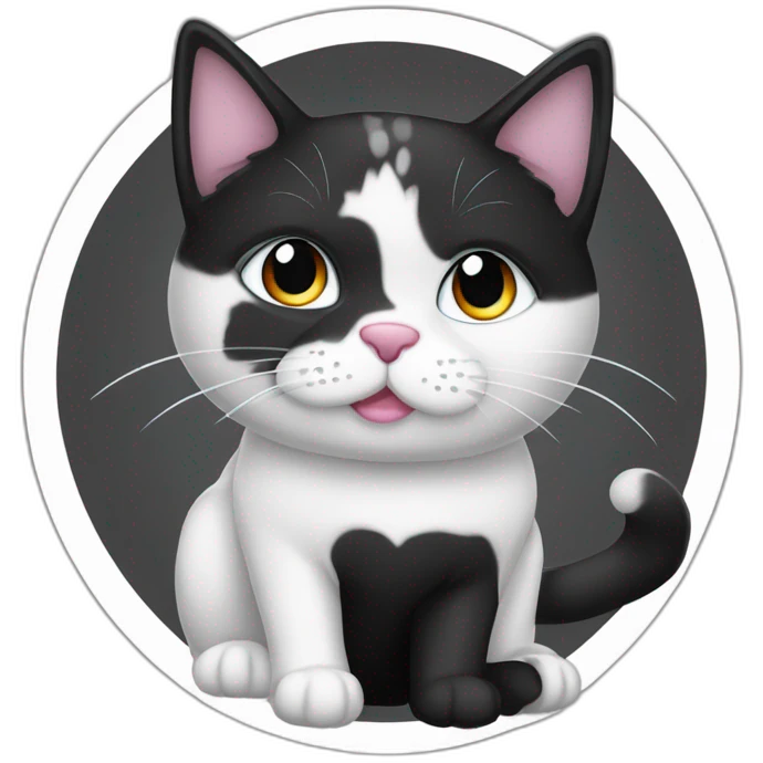 gato preto e branco com fone de ouvido emoji
