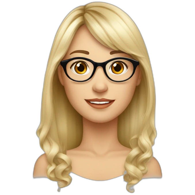 profesora rubia  castaña cabello recogido flequillo largo de lado gafas blancas emoji