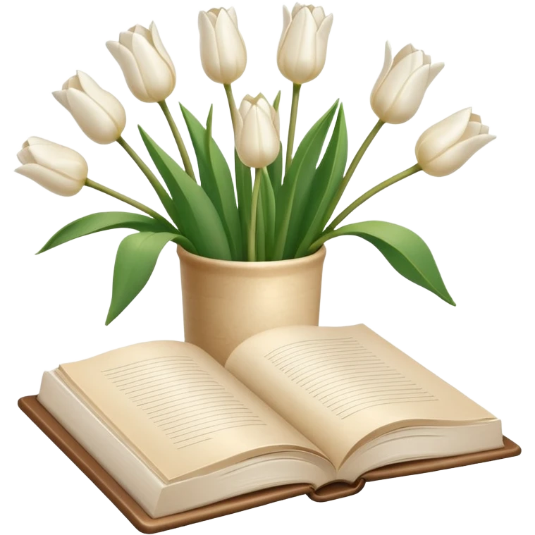 Beige book and white tulips emoji