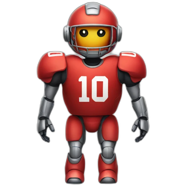 red robot, upper body only, wearing jersey number 10 emoji
