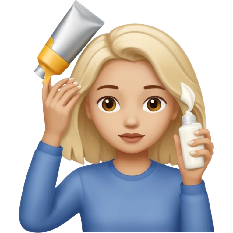 girl applying crema to her hair emoji