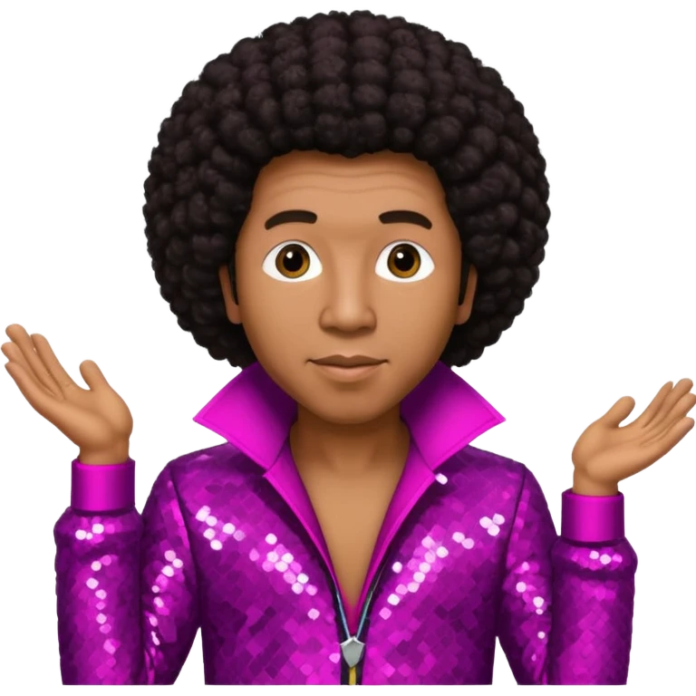 Smokey Robinson with long dark brown afro hair, magenta sequin outfit  emoji