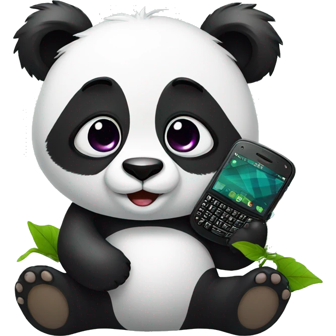 cute panda with Blackberry emoji