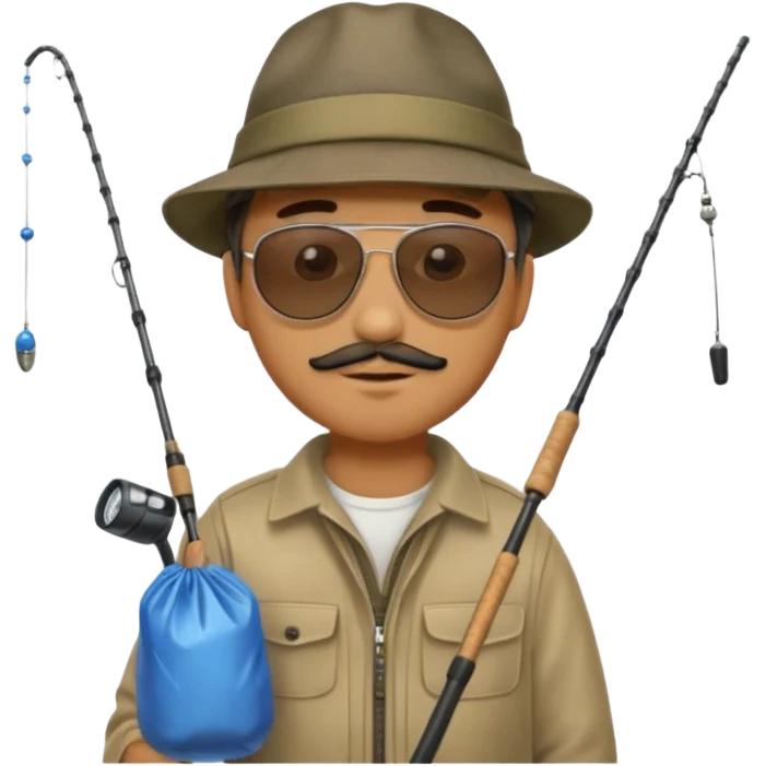man fishing, caught trash bag emoji