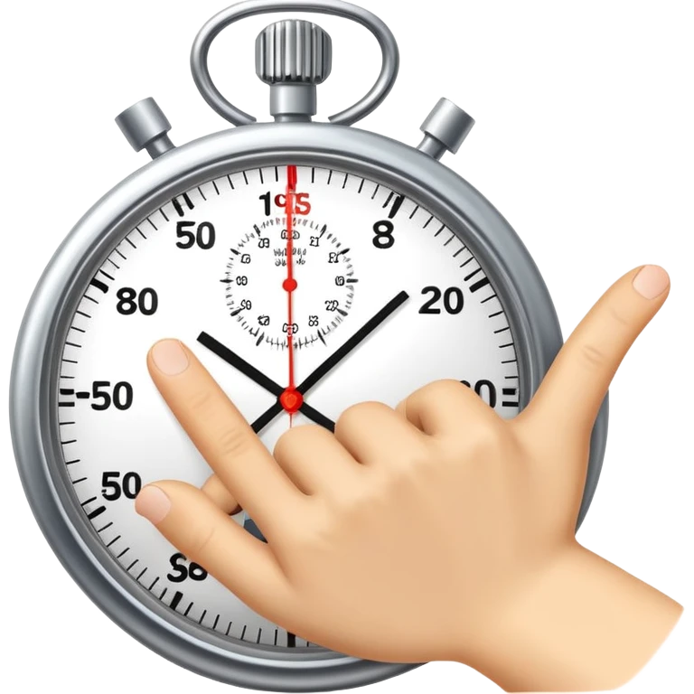 Stopwatch showing 1 minute and 58 seconds, hands pointing just before the 2-minute mark, symbolizing the two-minute rule in productivity emoji