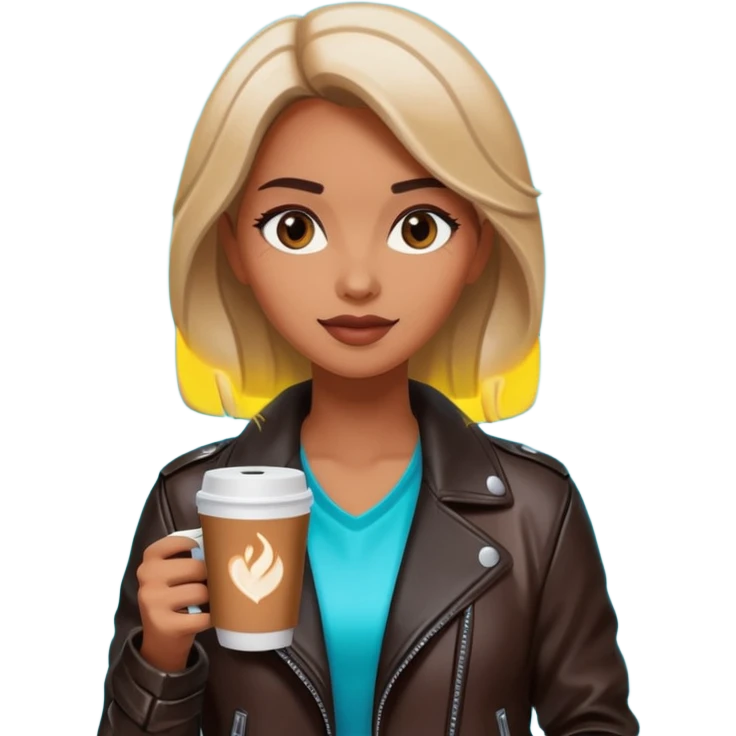 Woman with coffee + neon glow, Midnight Wander. emoji