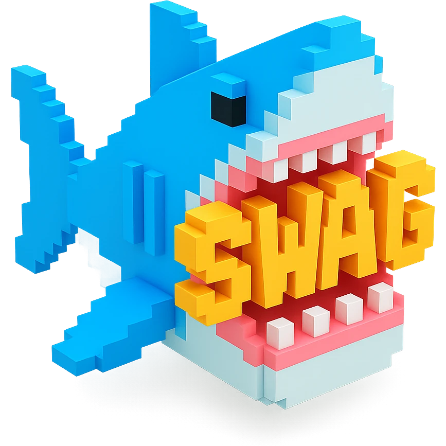 акула в пасти которой надпись SWAG, no background emoji