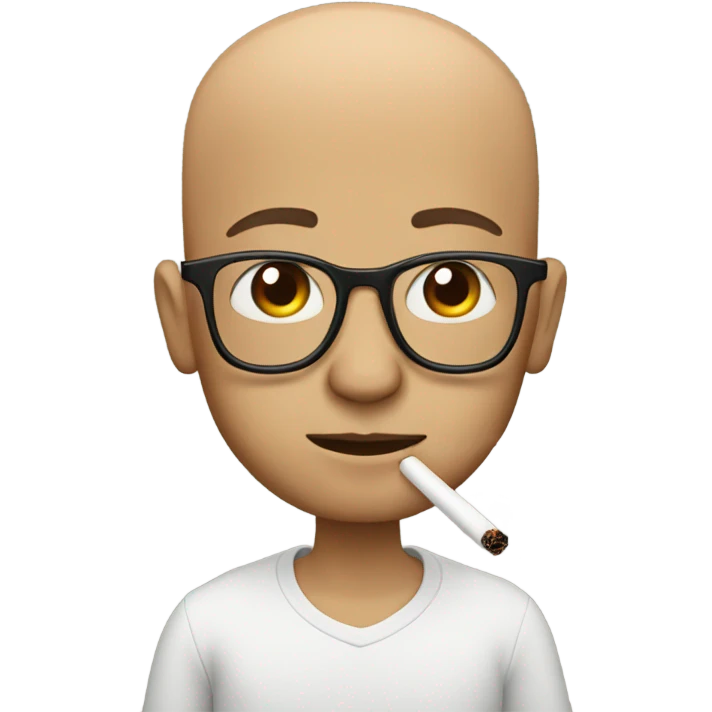 bald boy with glasses smoking emoji