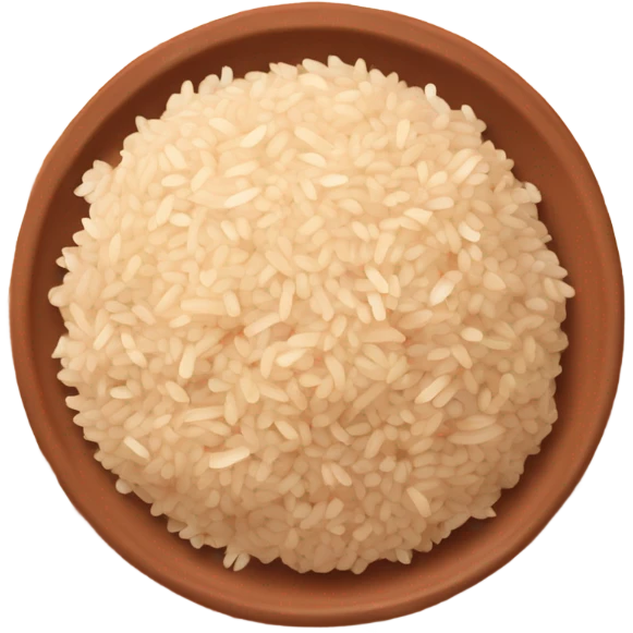whitish pure fried rice with a mix of brown rice on an orange color terra cotta plate emoji