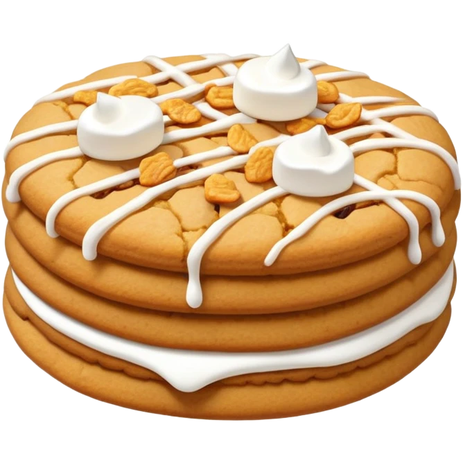 Big butterscotch cookie with cornflakes and marshmallow drizzle  emoji