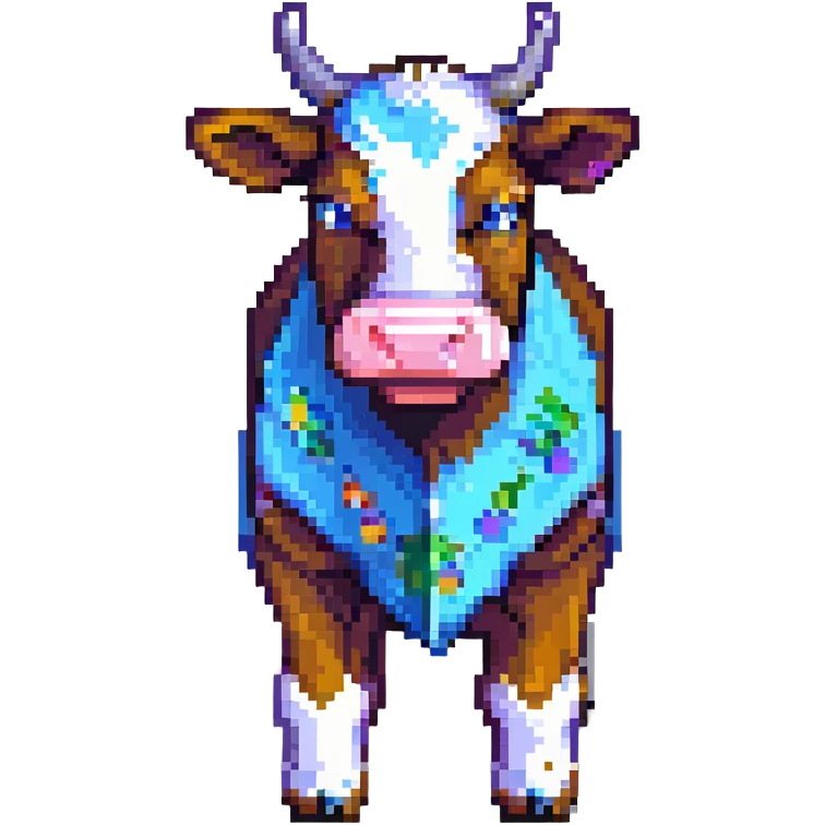 simple blocky Minecraft cow emoji with 2 or 3 large colorful square pixels, chunky and playful emoji