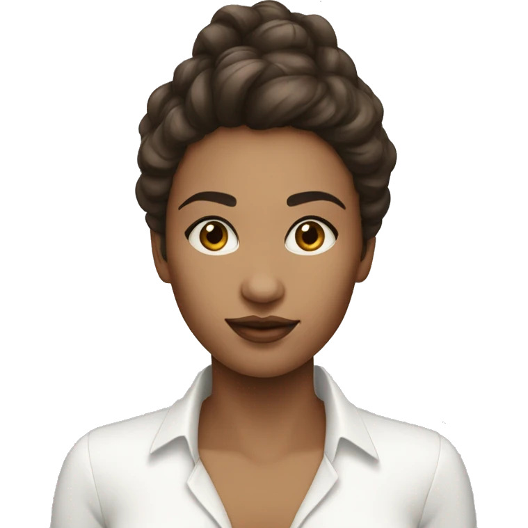femme peau blanche cheveux brun yeux bleus emoji