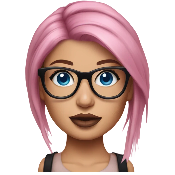 Hyper Realistic kylie jenner stylish pink hair BLUE eyes and glasses  emoji