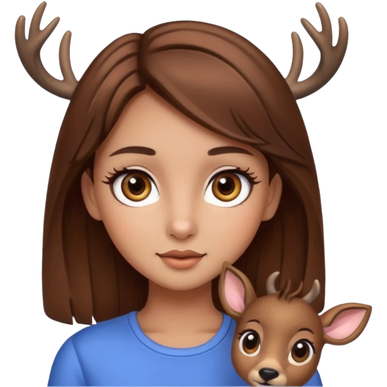 Make a cute girl deer with brown hair and big brown eyes give her lashes and her skin medium emoji
