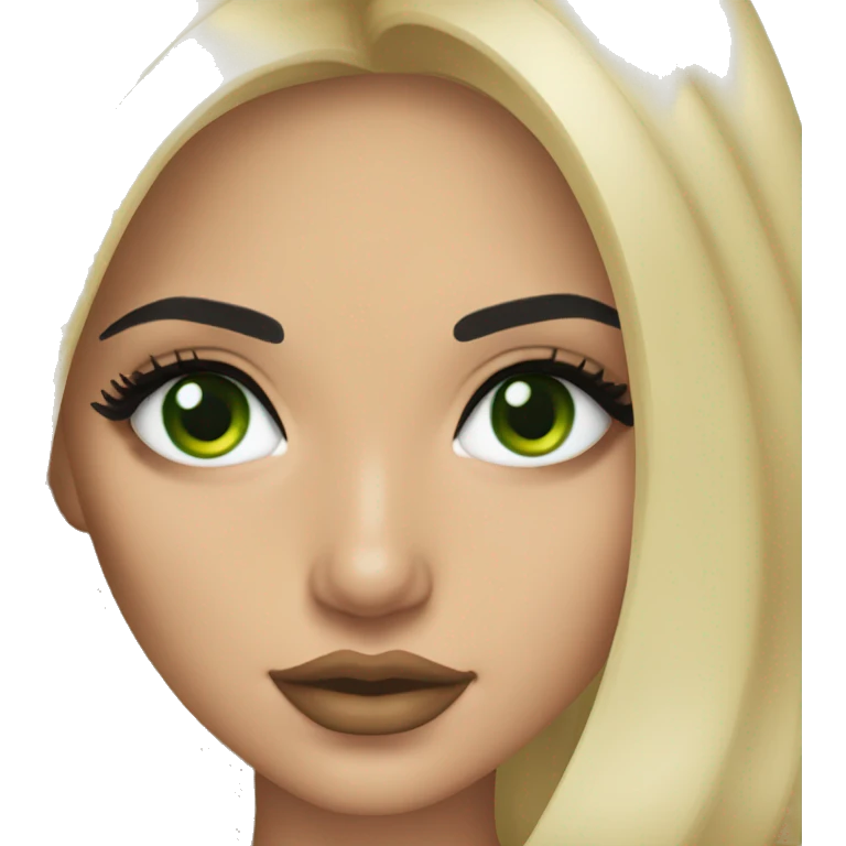 Kylie Jenner with green eyes blonde hair emoji