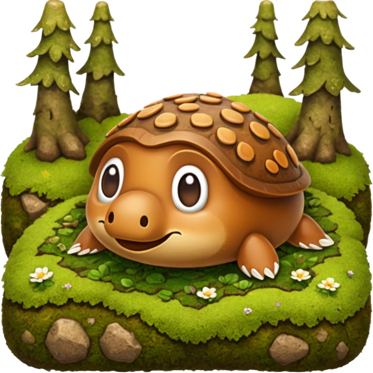 tiny brown kantareller on moss emoji