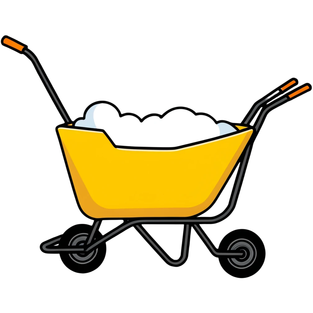 wheelbarrow with car features like headlights and steering wheel emoji