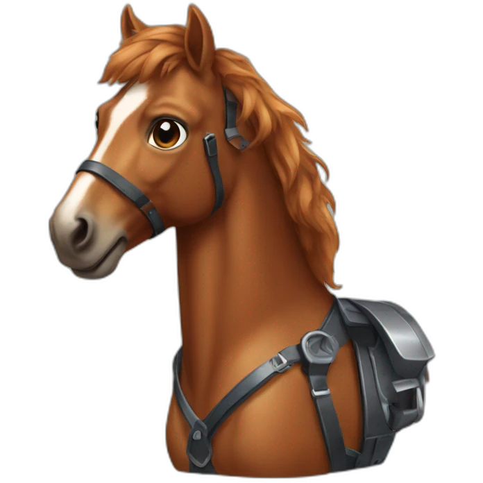 Mechanical chestnut hair horse emoji