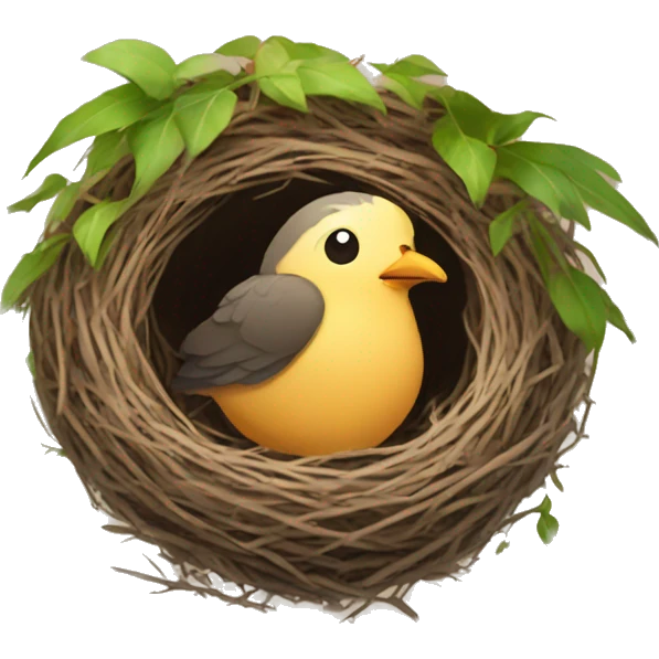bird in nest waking up emoji
