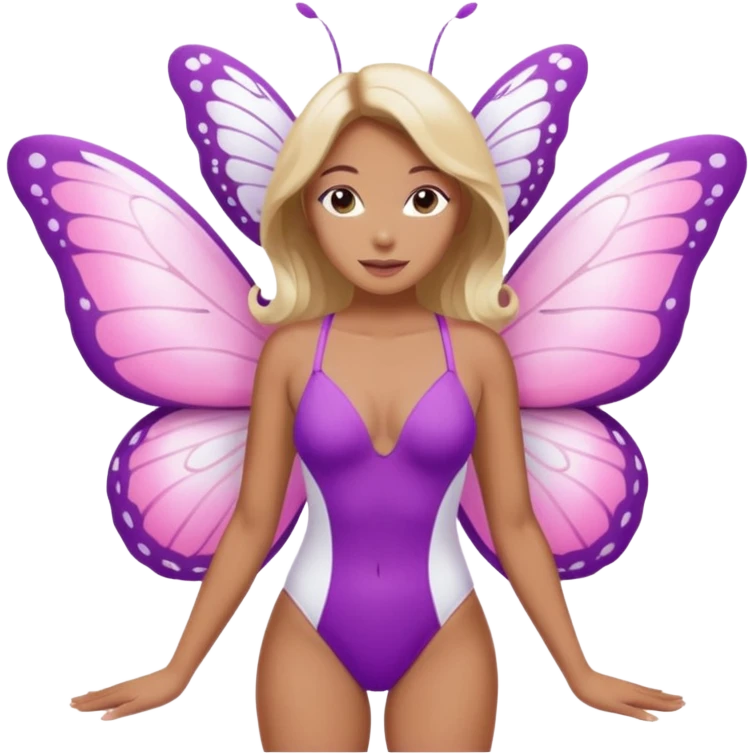 Mommy Pink Swimsuit White Butterfly Wings And  Mommy Purple Swimsuit White Butterfly Wings emoji
