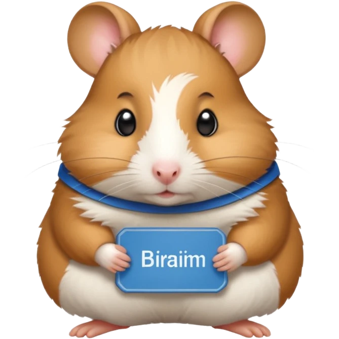 Hamster with a name tags that says “Ibrahim” emoji