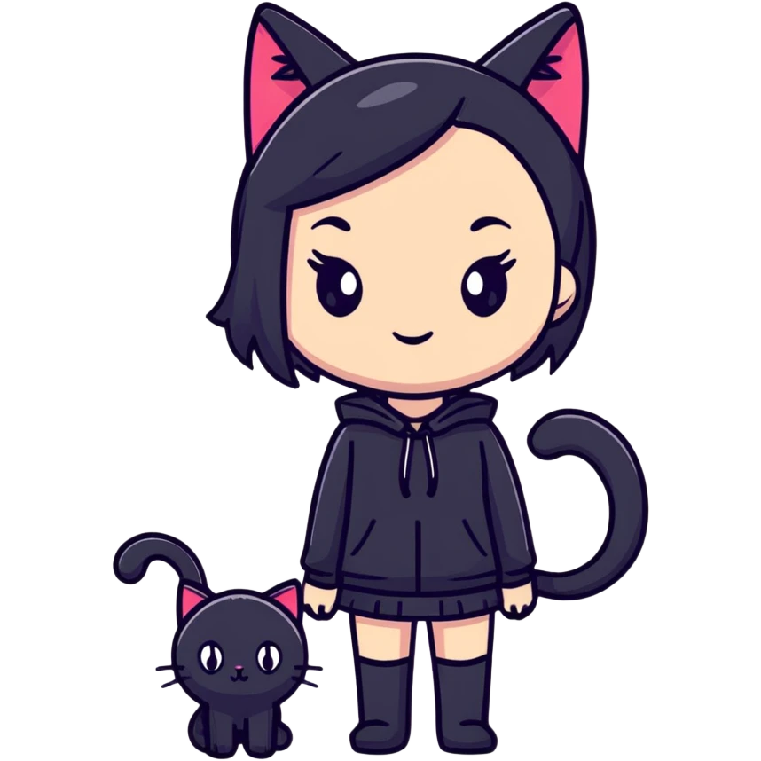 Black cat girl  emoji