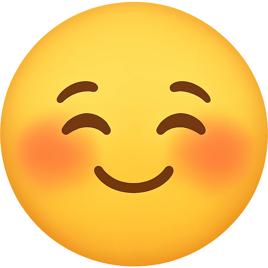cute emoji, smiling with closed eyes, chubby cheeks emoji