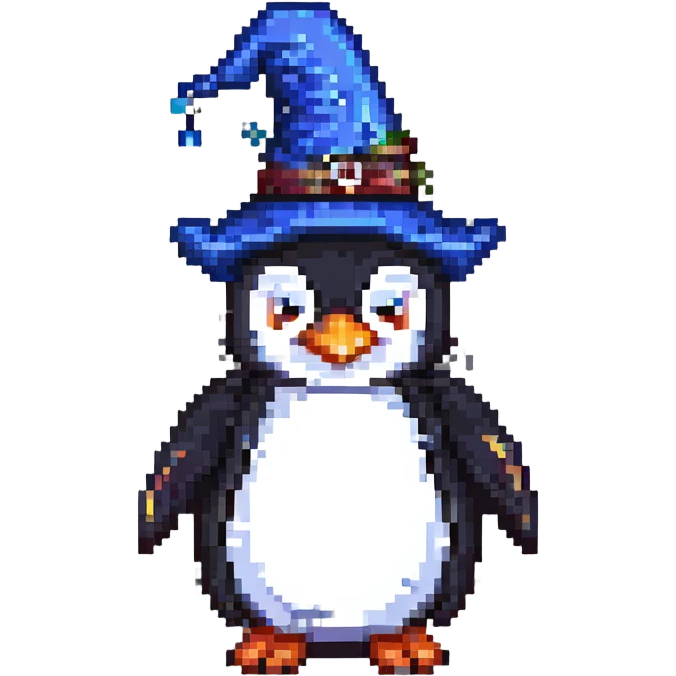 wizard penguin pixel art emoji