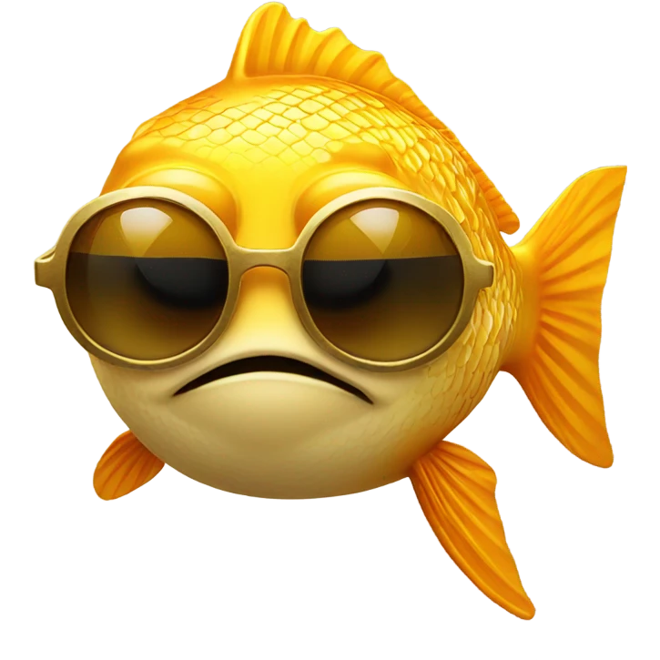 Golden fish with sun glasses  emoji