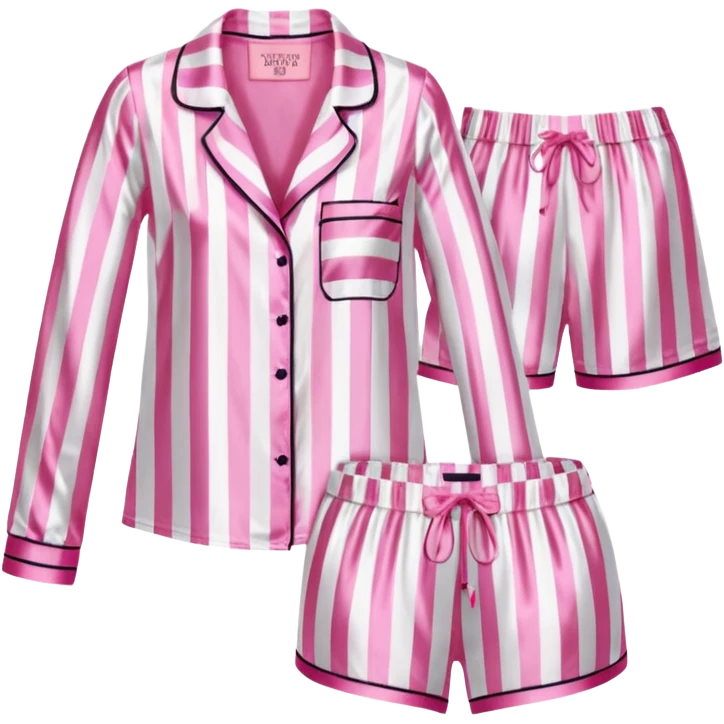 Striped pink and white silk Victoria’s Secret pajama set emoji