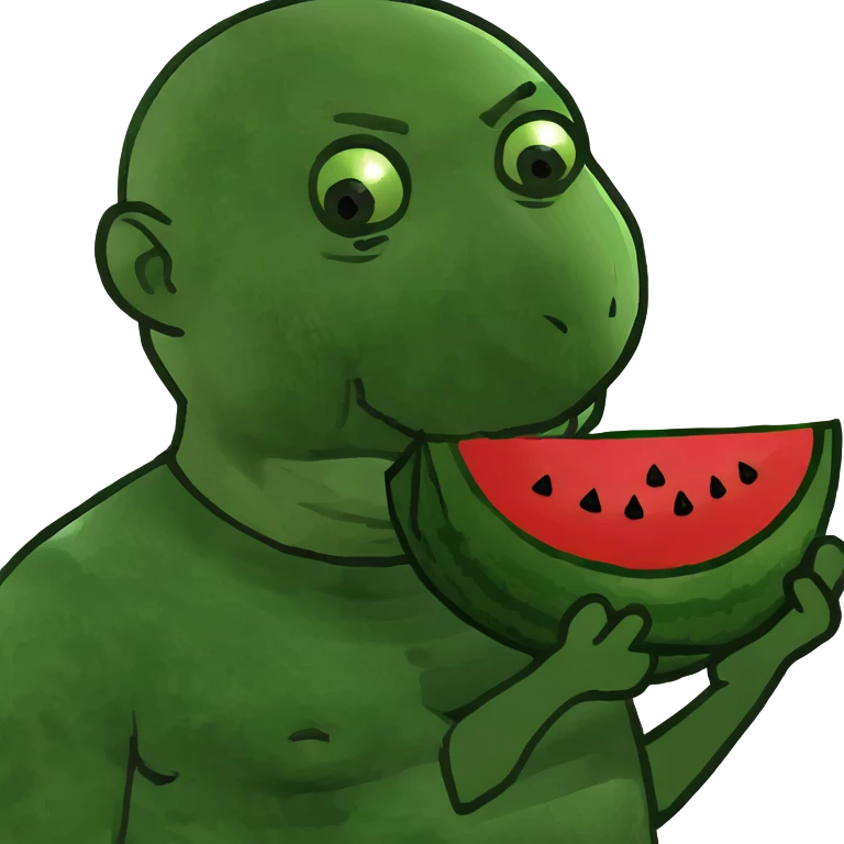 Bald black man with watermelon emoji