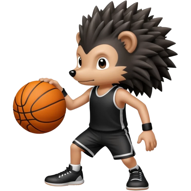 black hedgehog playing basketball emoji