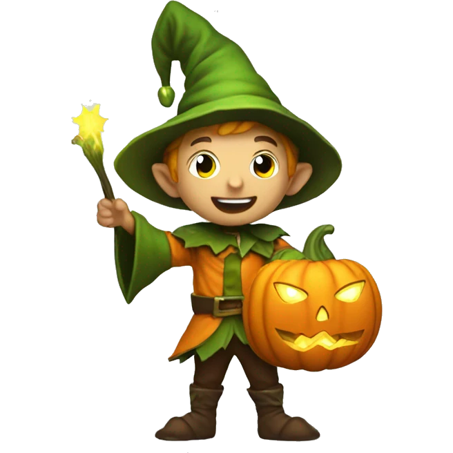 pumkin elf male casting a spell emoji