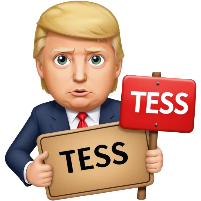 Donald trump holding a sign saying Go Tess  emoji