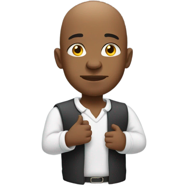 Bald black man rubbing hands emoji