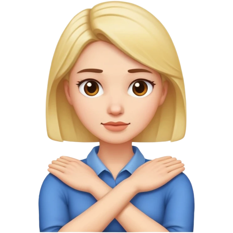 woman with arms crossed holding neck emoji