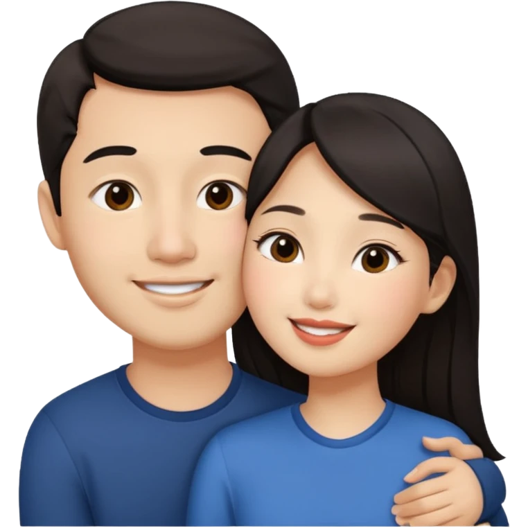 Asian girl kissing her man on the cheek emoji
