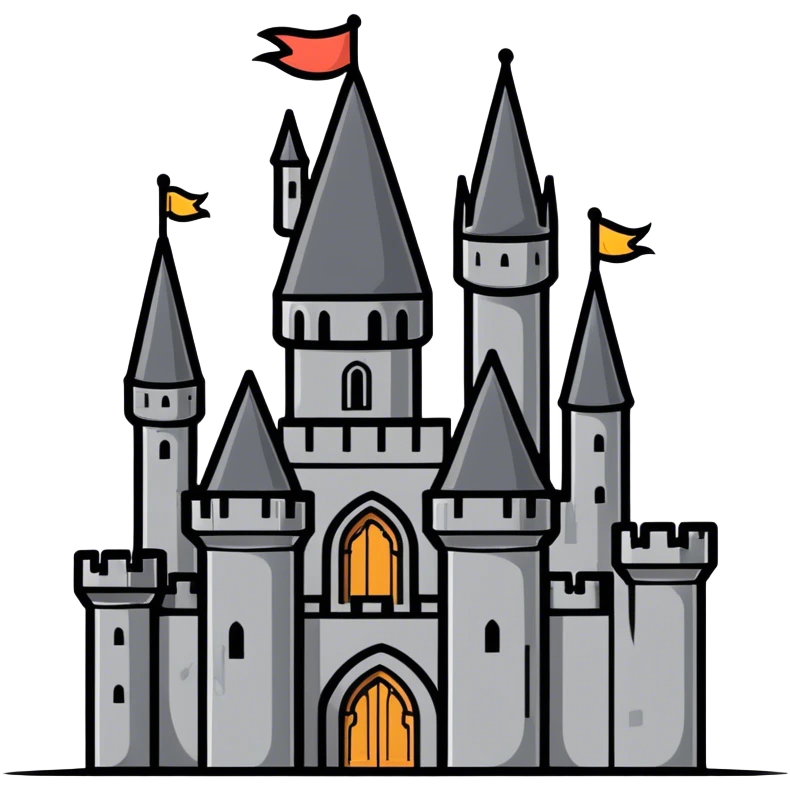 Hogwarts castle and magic wand emoji