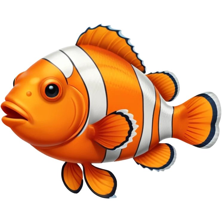 An orange and white striped clown fish with black outlines emoji