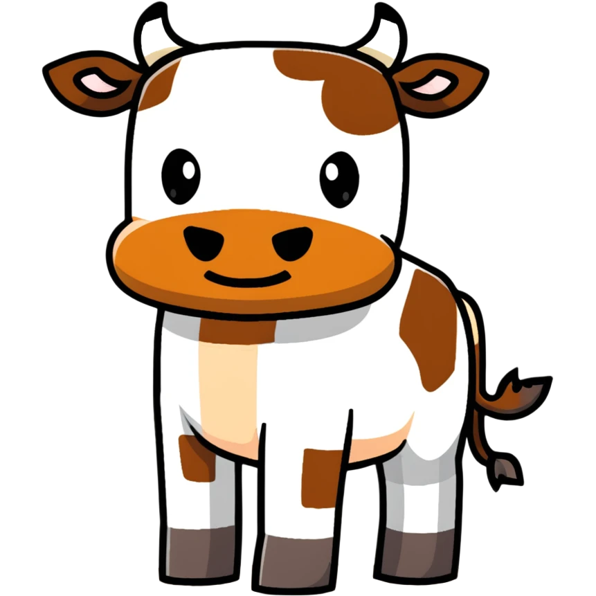 square-shaped brown Minecraft cow emoji