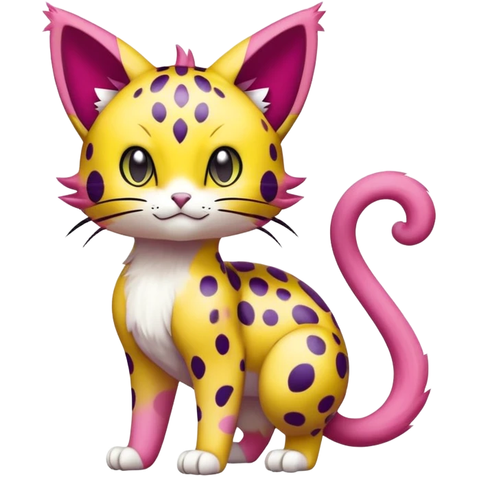 Colorful Liepard-Skitty-Delcatty-Pokémon-Fakémon-hybrid-creature (full body) emoji