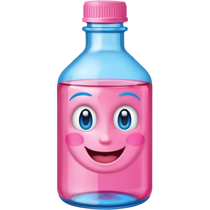 Smiling winking oil bottle pink blue top  emoji