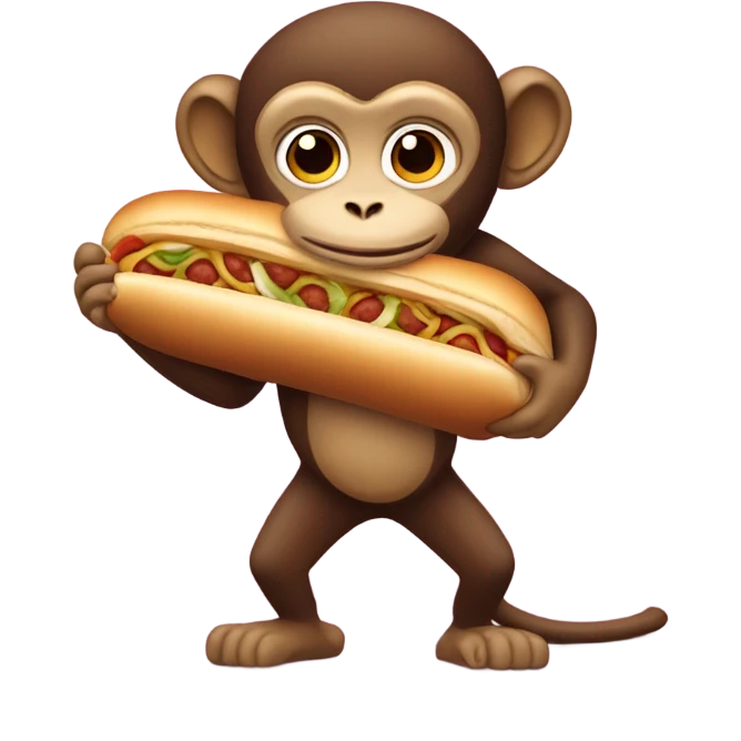 Monkey with a meatball sub emoji