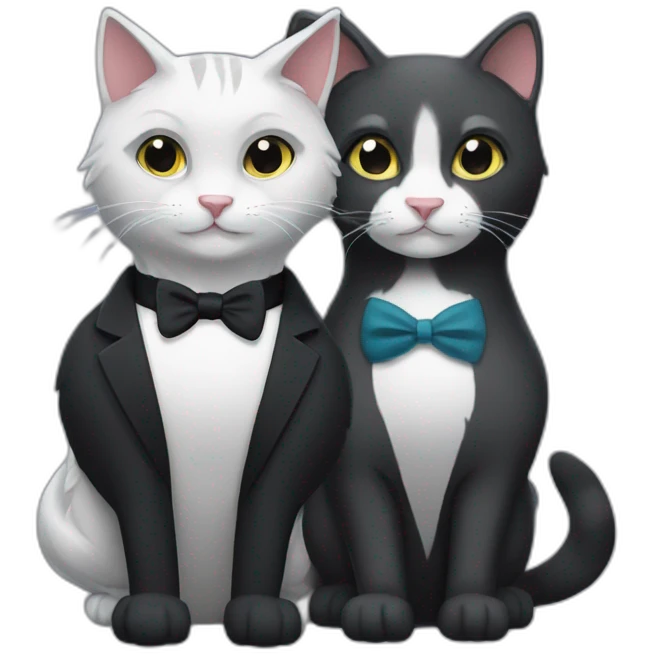 tuxedo cat and silver fox emoji
