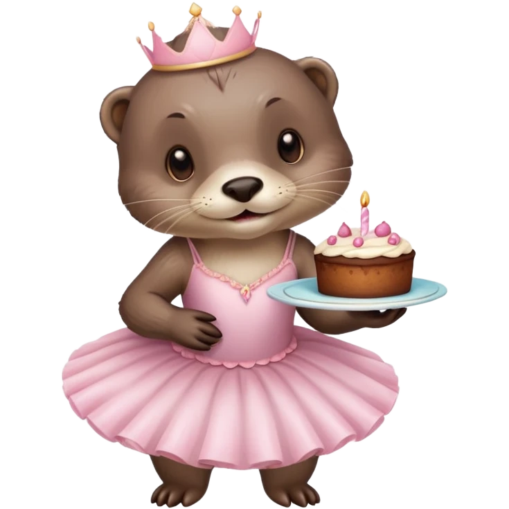 Otter looking like a Ballerina With a cake in the Hand  emoji