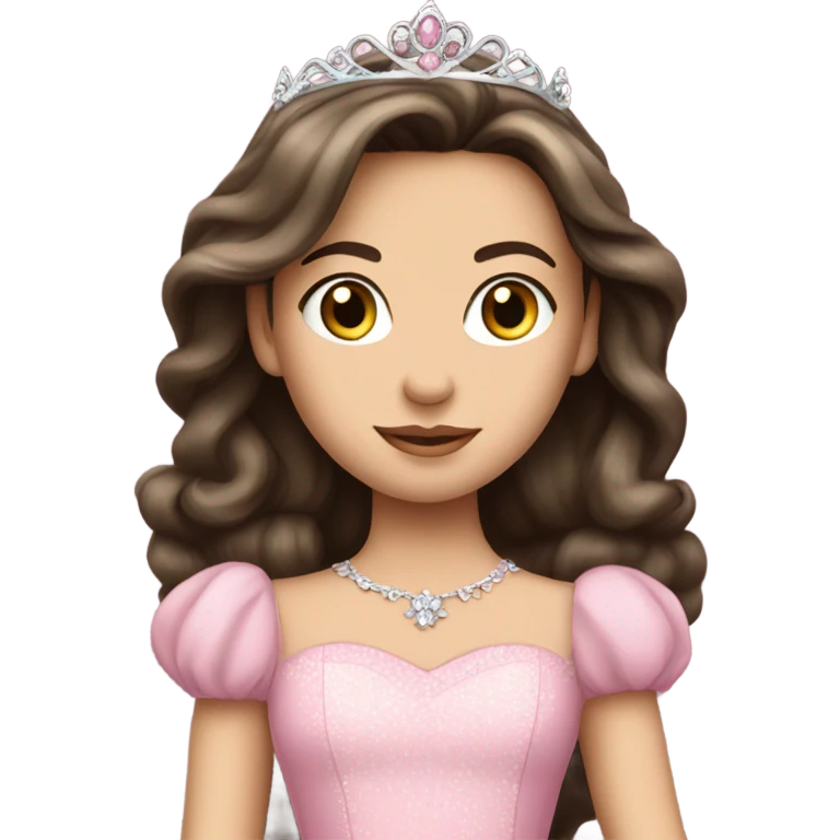 beautiful caucasian brunette princess in pink princess dress emoji
