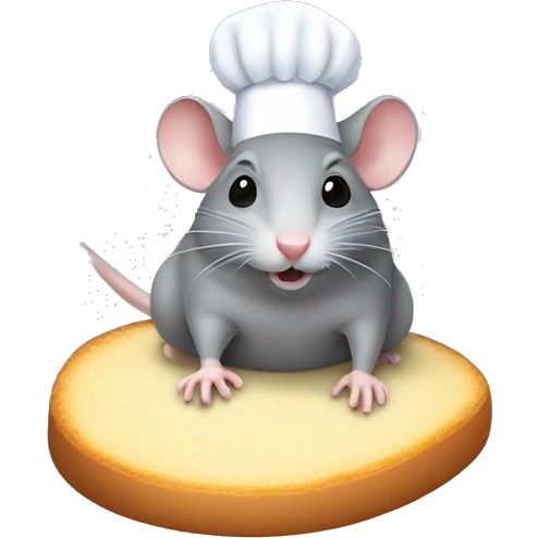 small gray rat on top of a chefs hea emoji
