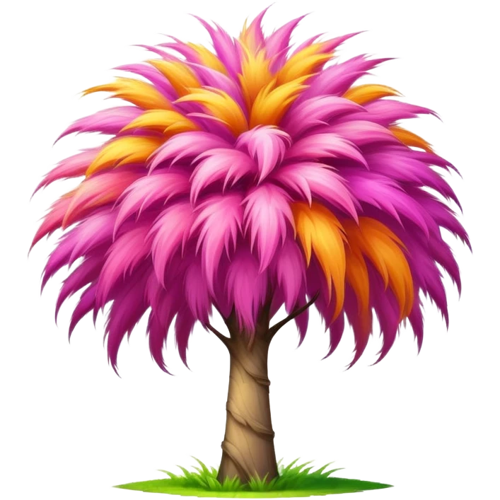 colorful fluffy Truffula tree from The Lorax with bright tuft on top and tall thin trunk emoji